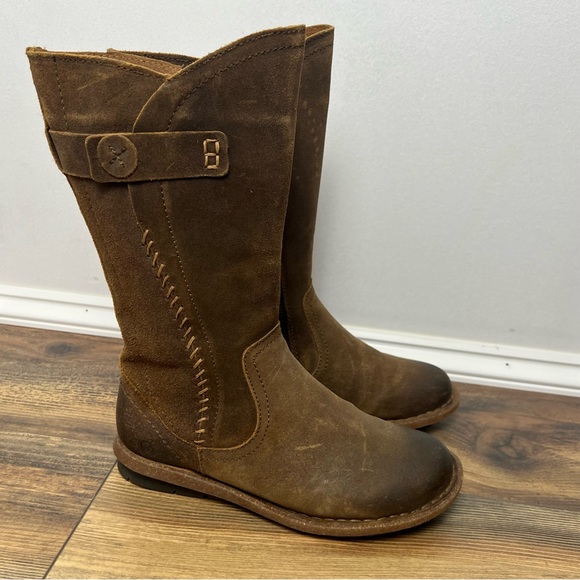 Born Shoes - BORN Women's Tonic Rust Distressed Boot Sz 7/38 Suede Leather Zipper round Toe